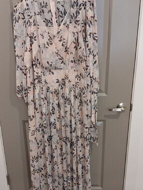 Calvin Klein Blush Floral Wrap Maxi Dress